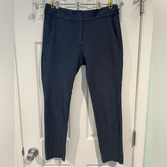 Loft Marisa Blue & Black Checked Pants Size 4 - Picture 4 of 5